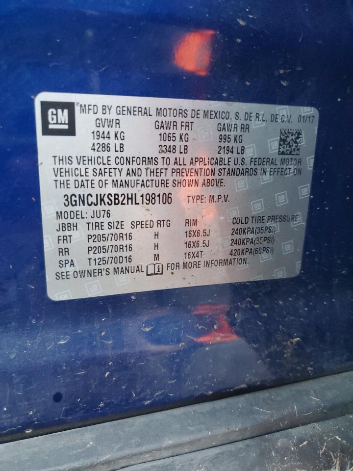 2017 Chevrolet Trax Ls VIN: 3GNCJKSB2HL198106 Lot: 90996555