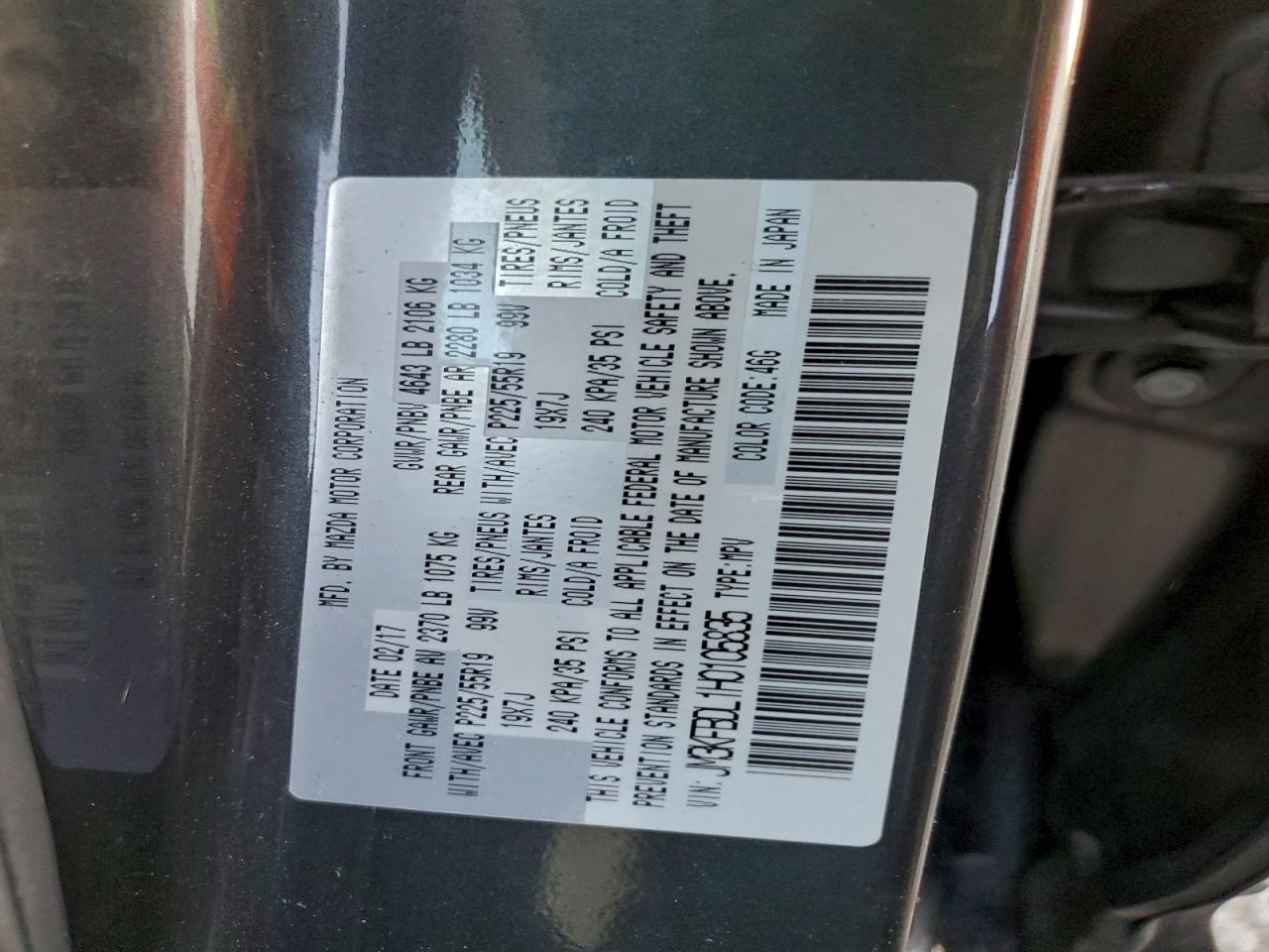 2017 Mazda Cx-5 Grand Touring VIN: JM3KFBDL1H0105835 Lot: 92711985