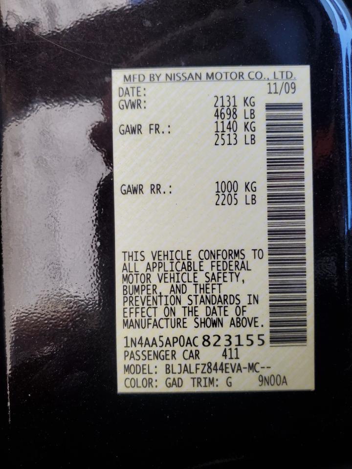 2010 Nissan Maxima S VIN: 1N4AA5AP0AC823155 Lot: 92982425