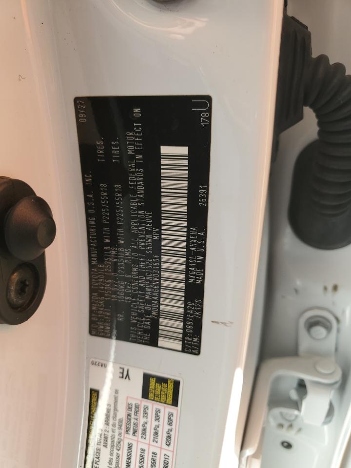 2022 Toyota Corolla Cross Xle VIN: 7MUDAAAG6NV031604 Lot: 91601505