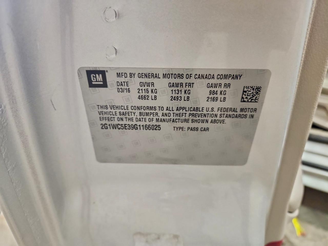 2016 Chevrolet Impala Limited Ltz VIN: 2G1WC5E39G1166025 Lot: 94058945