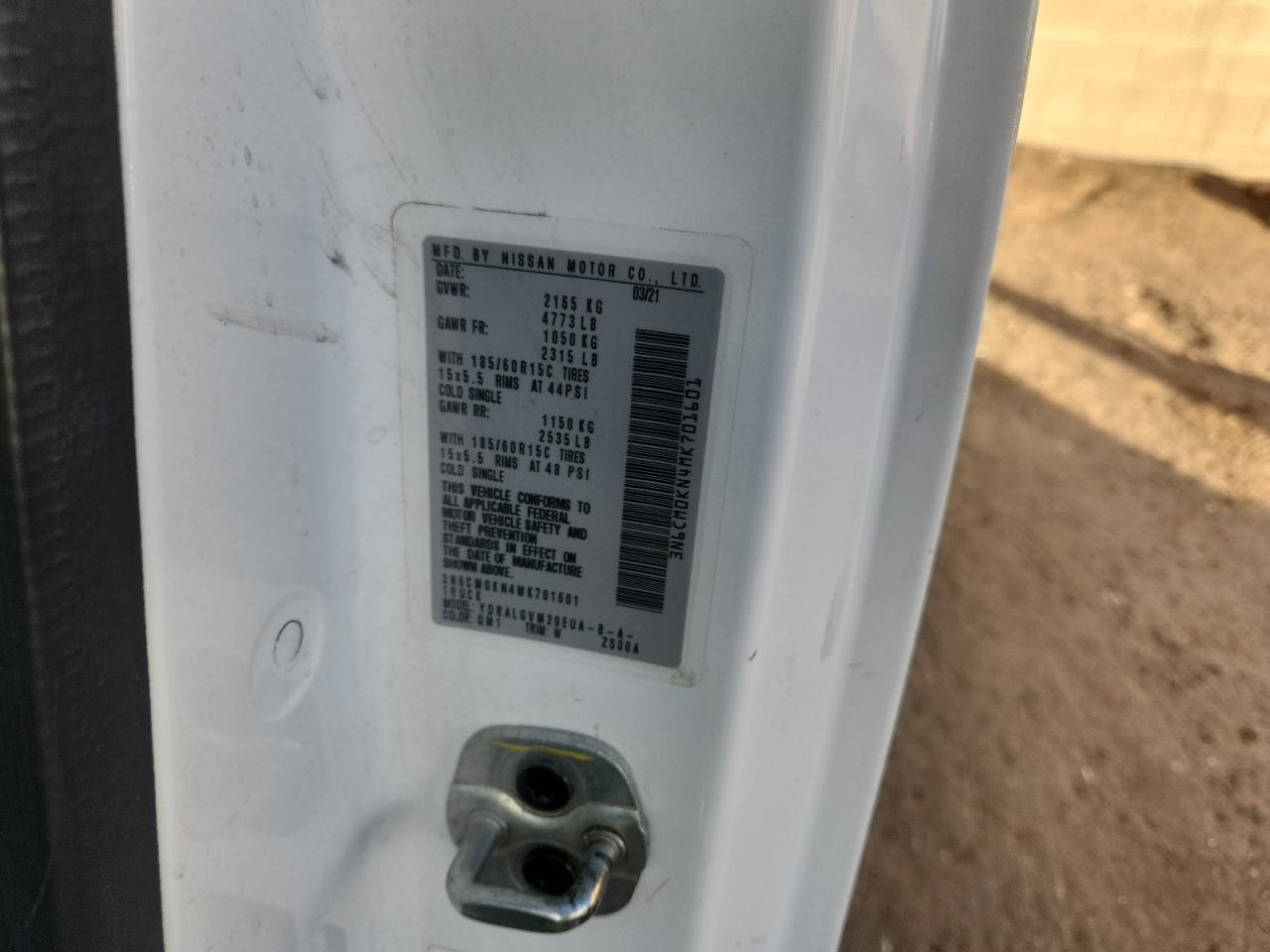 2021 Nissan Nv200 Utility / Service Van VIN: 3N6CM0KN4MK701601 Lot: 90134505