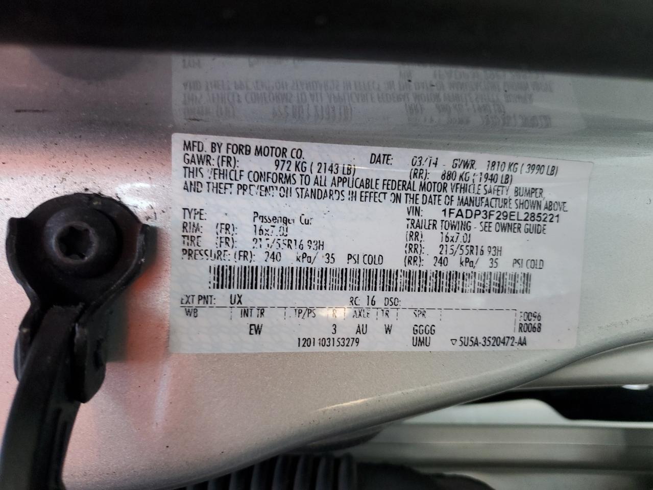 2014 Ford Focus Se VIN: 1FADP3F29EL285221 Lot: 92234415