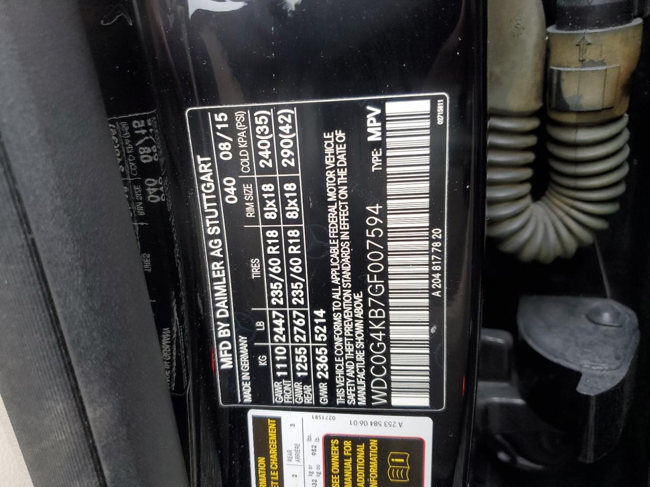 2016 Mercedes-Benz Glc 300 4Matic VIN: WDC0G4KB7GF007594 Lot: 91831885