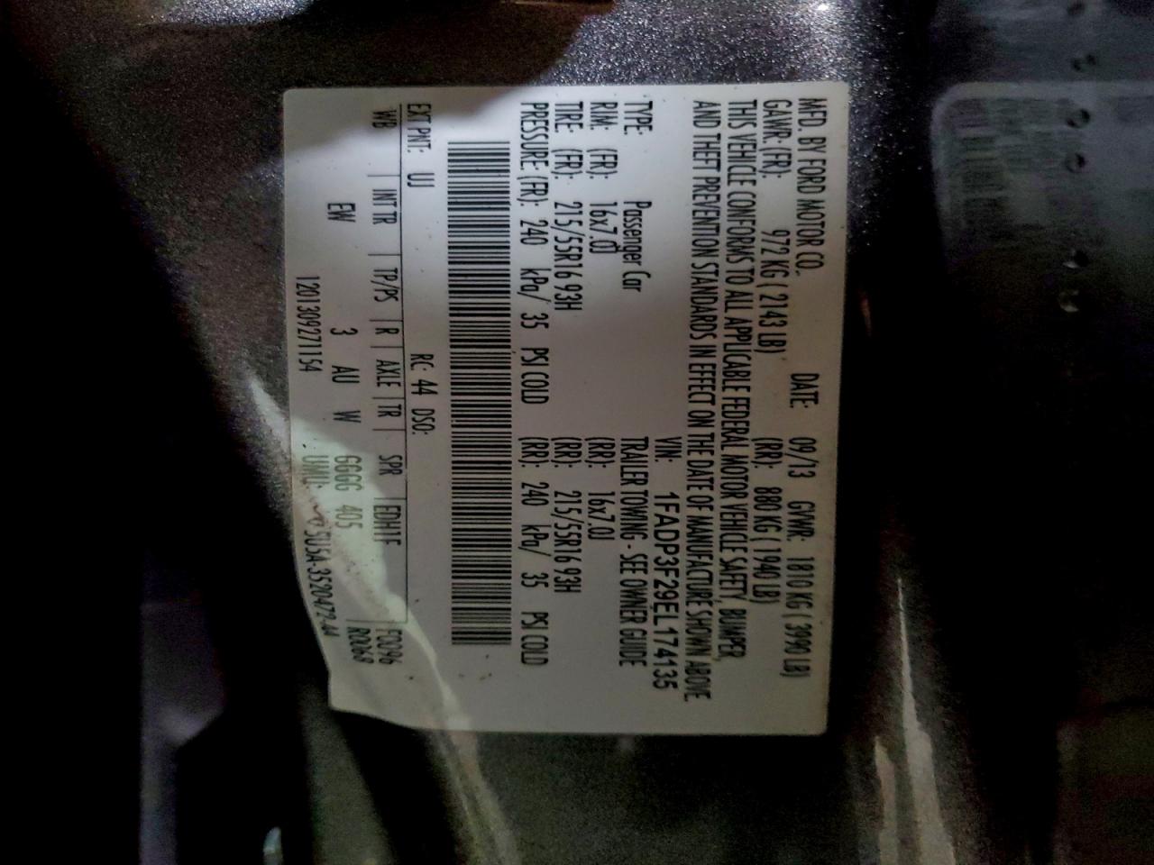 2014 Ford Focus Se VIN: 1FADP3F29EL174135 Lot: 93506535