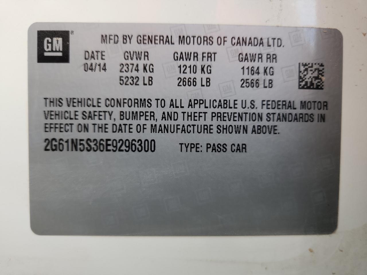 2014 Cadillac Xts Luxury Collection VIN: 2G61N5S36E9296300 Lot: 92718715