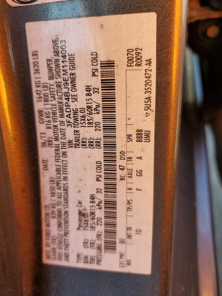 2014 Ford Fiesta Se VIN: 3FADP4BJ9EM114003 Lot: 93318455