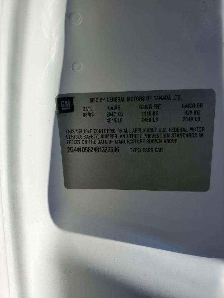 2008 Buick Lacrosse Cxl VIN: 2G4WD582481335596 Lot: 91942995