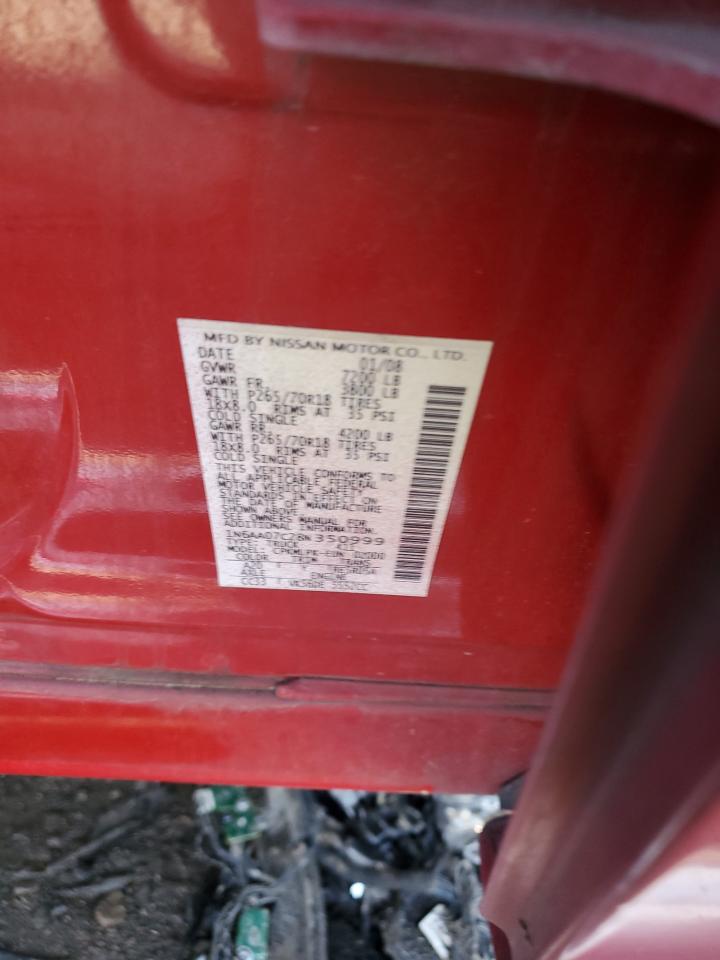 2008 Nissan Titan Xe VIN: 1N6AA07C28N350999 Lot: 92258405