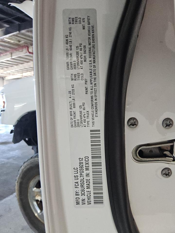 2023 Ram 2500 Big Horn VIN: 3C6UR5DL7PG592812 Lot: 91639125