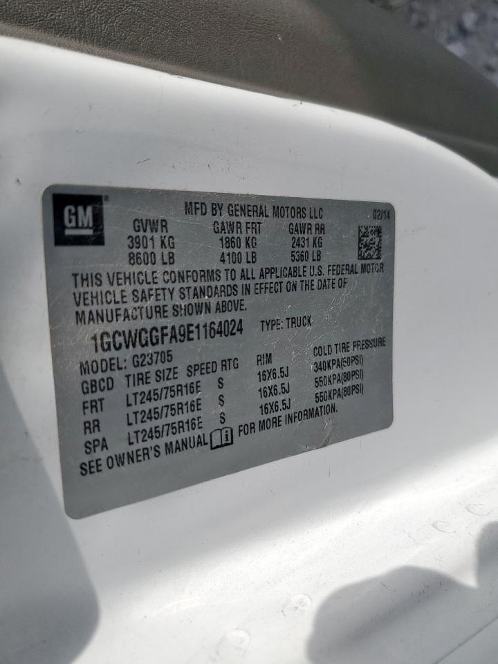 2014 Chevrolet Express G2500 VIN: 1GCWGGFA9E1164024 Lot: 93743695