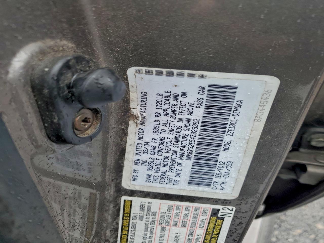 2004 Toyota Corolla Ce VIN: 1NXBR32E54Z329392 Lot: 93724055