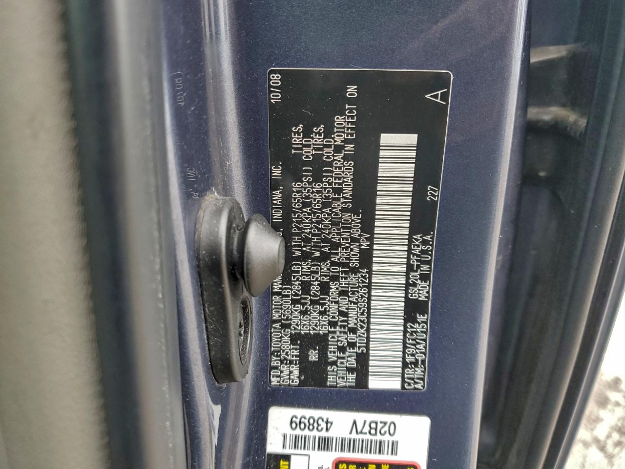 2009 Toyota Sienna Ce VIN: 5TDZK23C59S261234 Lot: 93980755