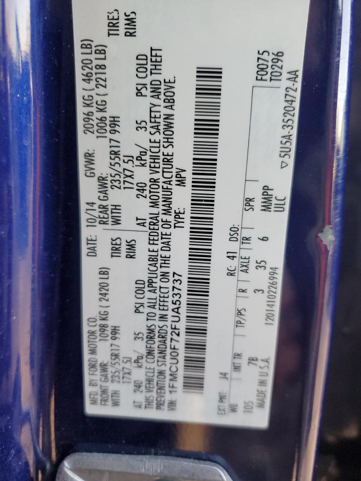 2015 Ford Escape S VIN: 1FMCU0F72FUA53737 Lot: 92448735