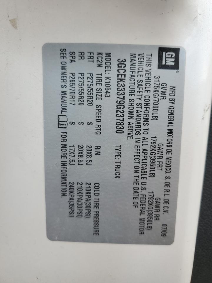 2009 Chevrolet Silverado K1500 Ltz VIN: 3GCEK33379G237830 Lot: 92595315