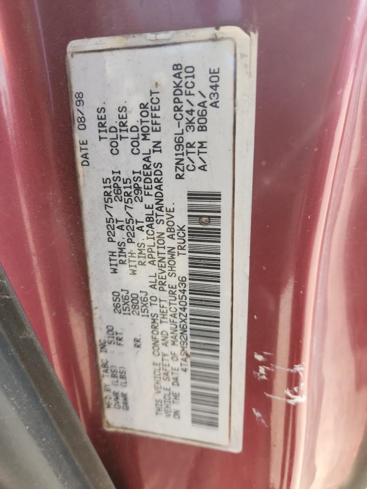 1999 Toyota Tacoma Xtracab Prerunner VIN: 4TASM92N6XZ405436 Lot: 93104385