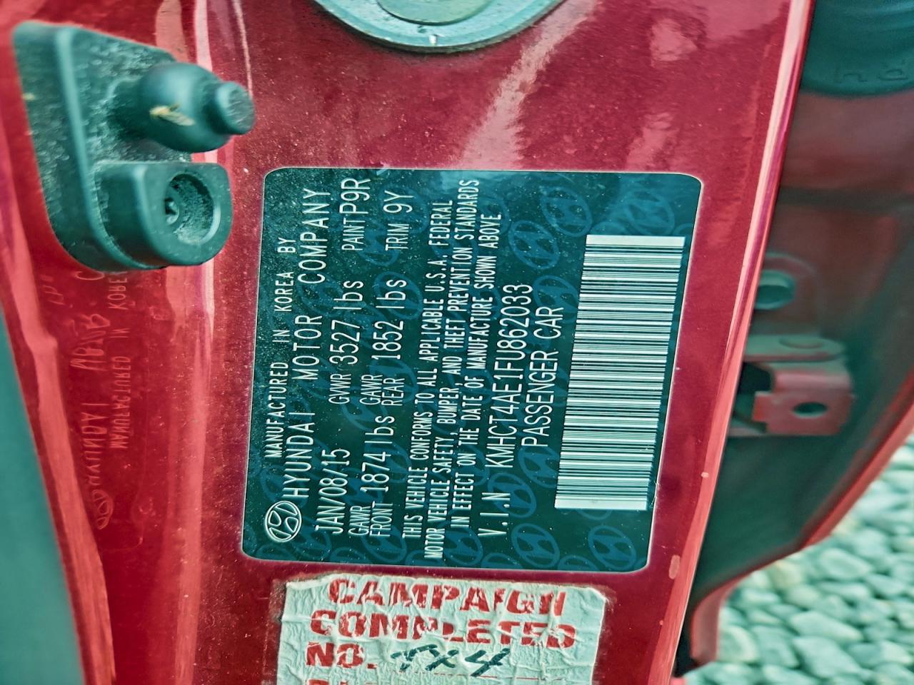 2015 Hyundai Accent Gls VIN: KMHCT4AE1FU862033 Lot: 94512765