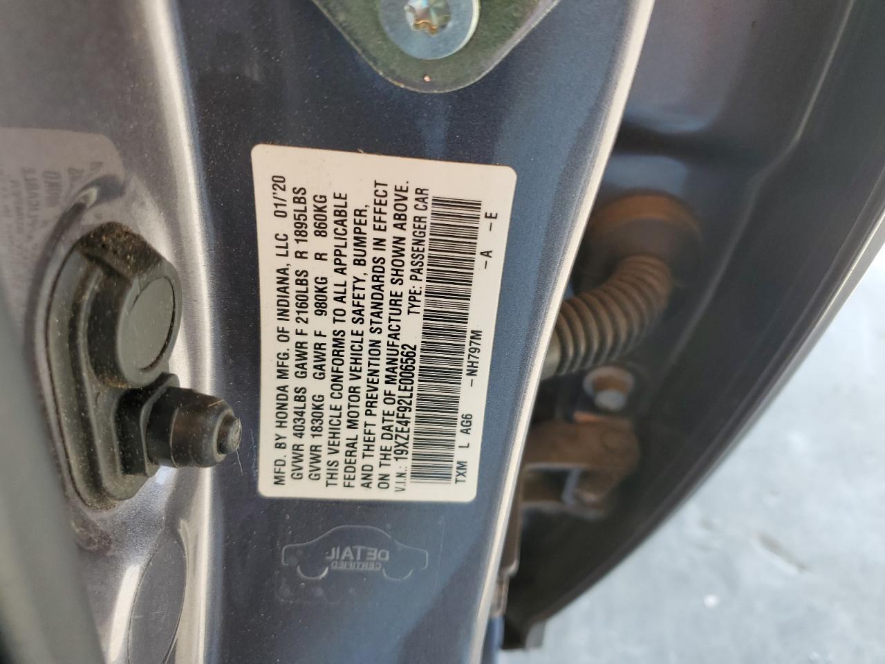 2020 Honda Insight Touring VIN: 19XZE4F92LE006562 Lot: 91831335