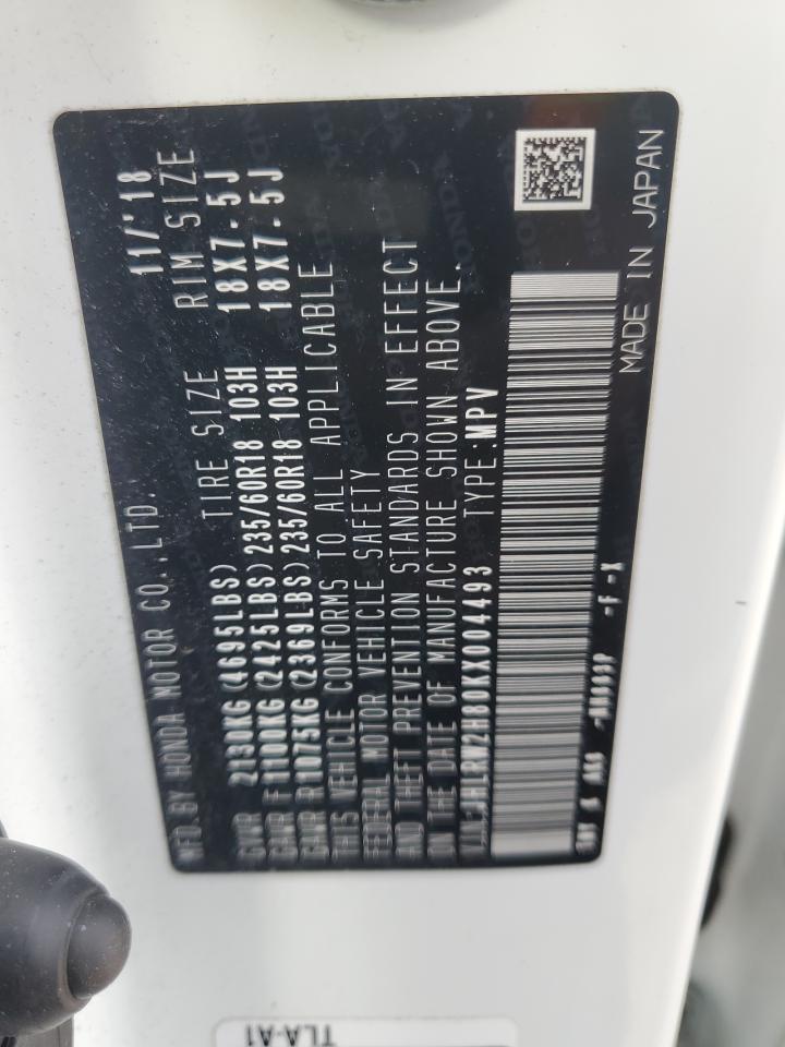 2019 Honda Cr-V Exl VIN: JHLRW2H80KX004493 Lot: 92981365