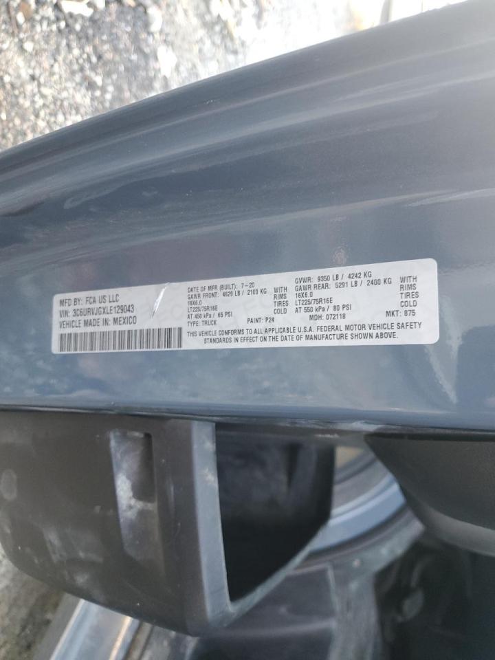 2020 Ram Promaster 3500 Delivery Van VIN: 3C6URVJGXLE129043 Lot: 90249545