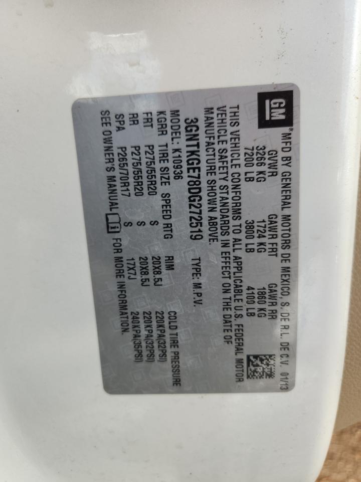 2013 Chevrolet Avalanche Ltz VIN: 3GNTKGE78DG272519 Lot: 92474825