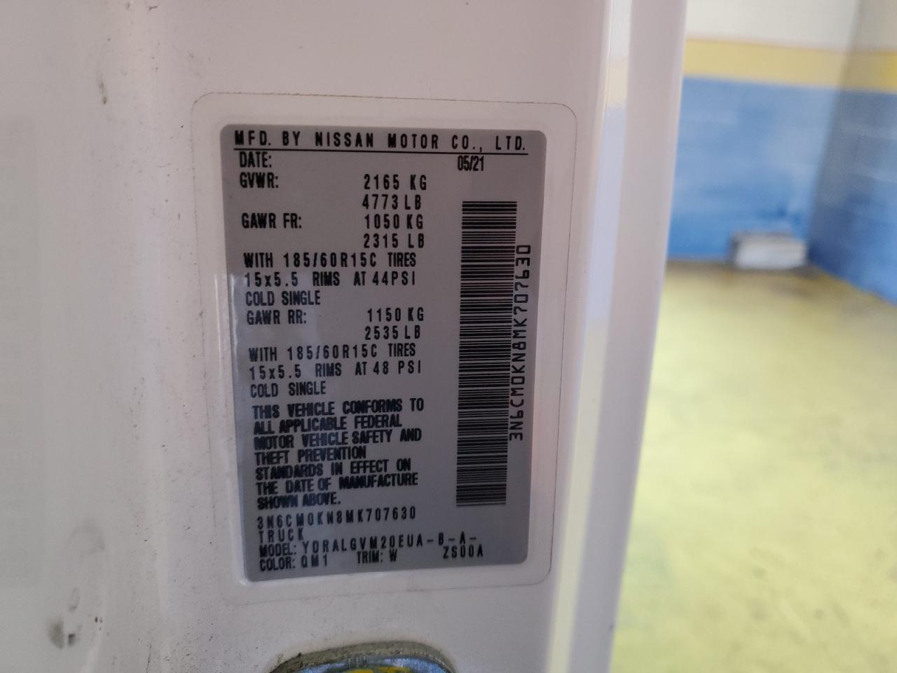 2021 Nissan Nv200 2.5S VIN: 3N6CM0KN8MK707630 Lot: 94198385