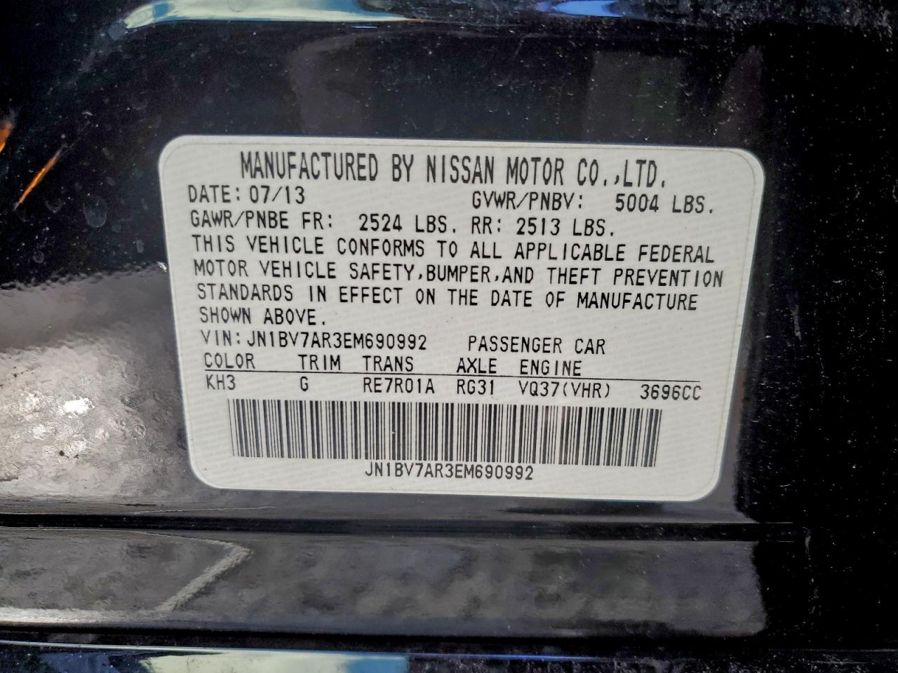 2014 Infiniti Q50 Base VIN: JN1BV7AR3EM690992 Lot: 93531695