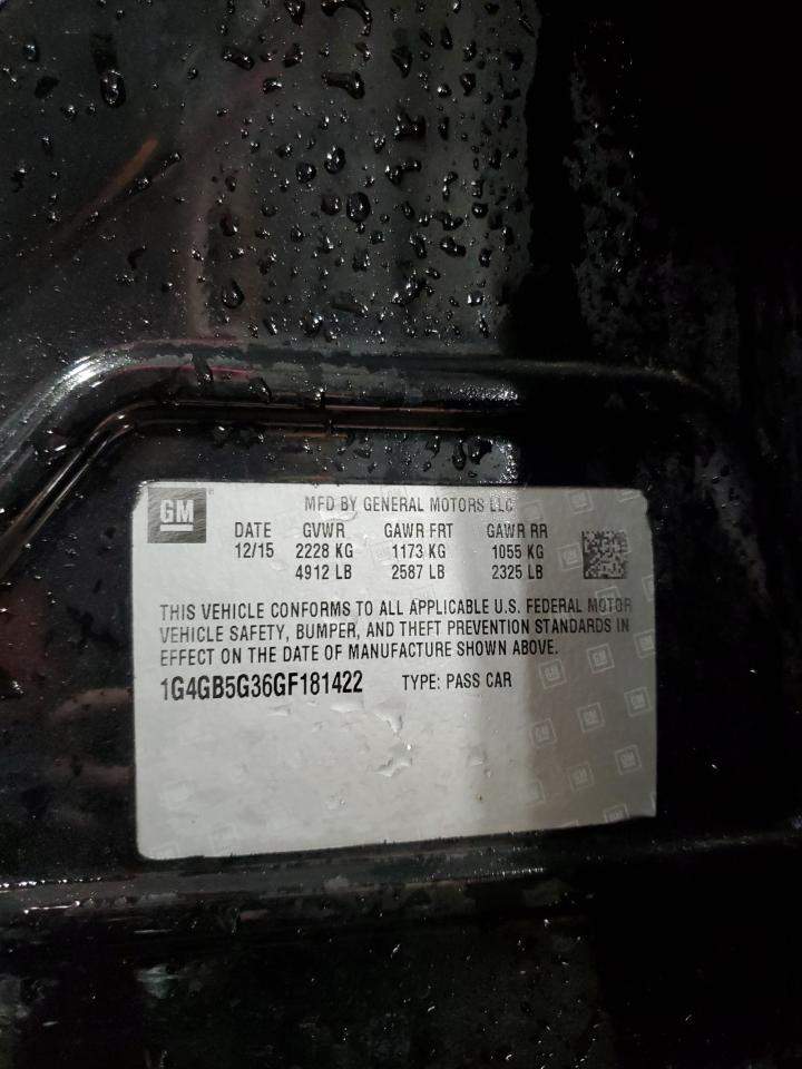 2016 Buick Lacrosse VIN: 1G4GB5G36GF181422 Lot: 90066025