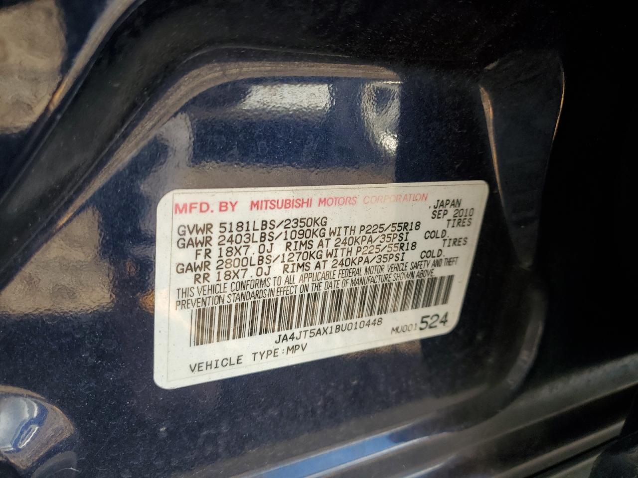 2011 Mitsubishi Outlander Gt VIN: JA4JT5AX1BU010448 Lot: 91569435