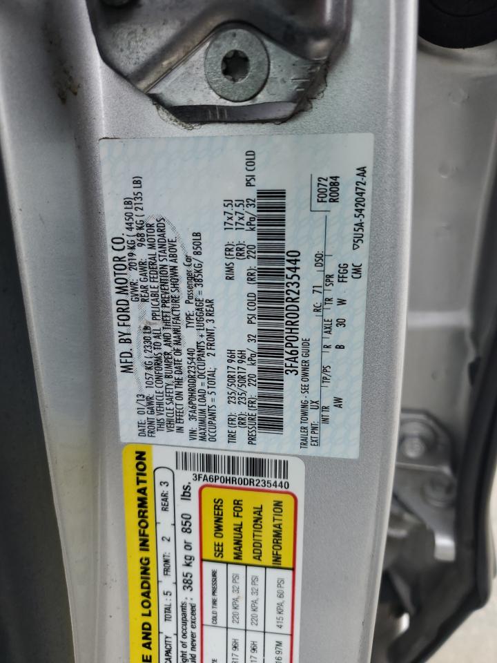 2013 Ford Fusion Se VIN: 3FA6P0HR0DR235440 Lot: 92499835