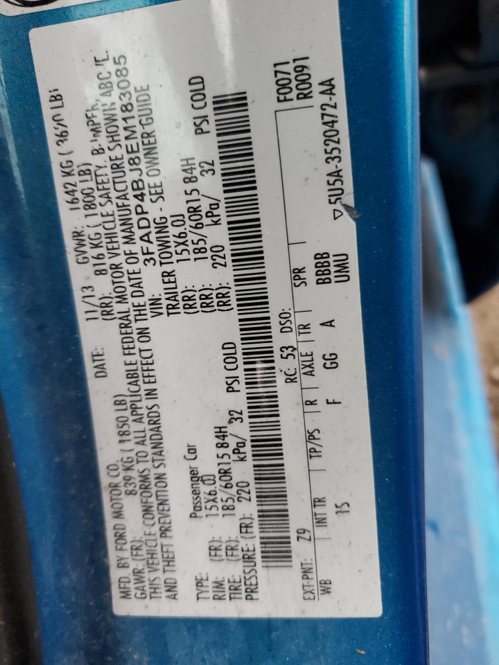 2014 Ford Fiesta Se VIN: 3FADP4BJ8EM183085 Lot: 93197635