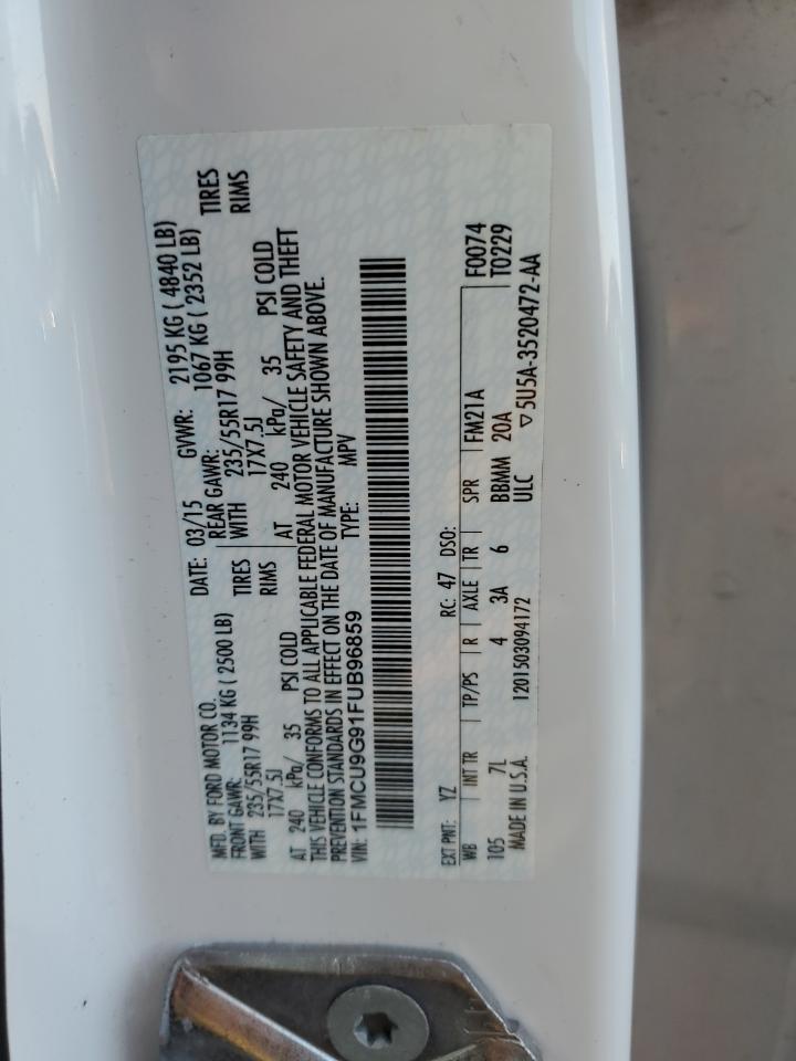 2015 Ford Escape Se VIN: 1FMCU9G91FUB96859 Lot: 92692505