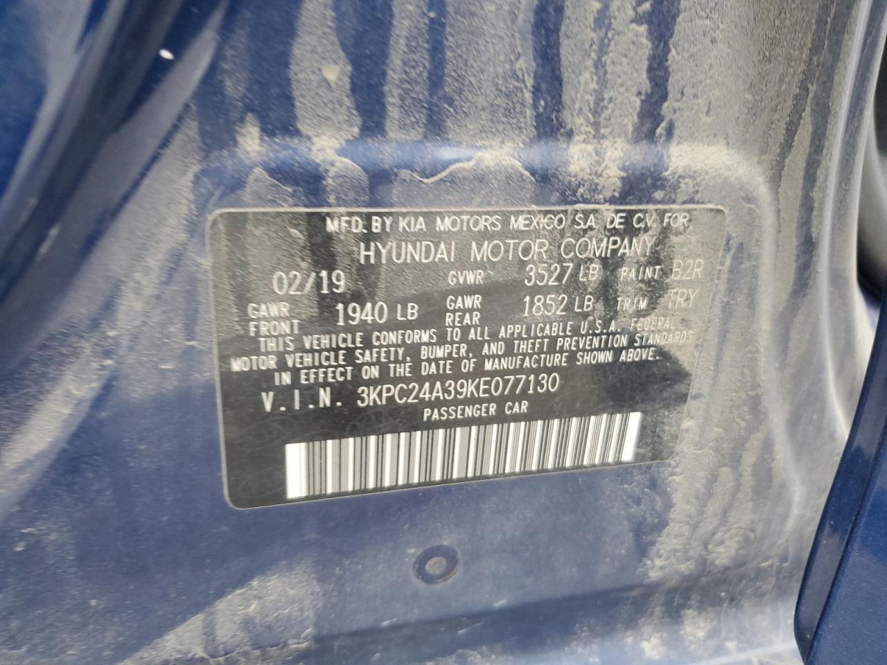 2019 Hyundai Accent Se VIN: 3KPC24A39KE077130 Lot: 93346865