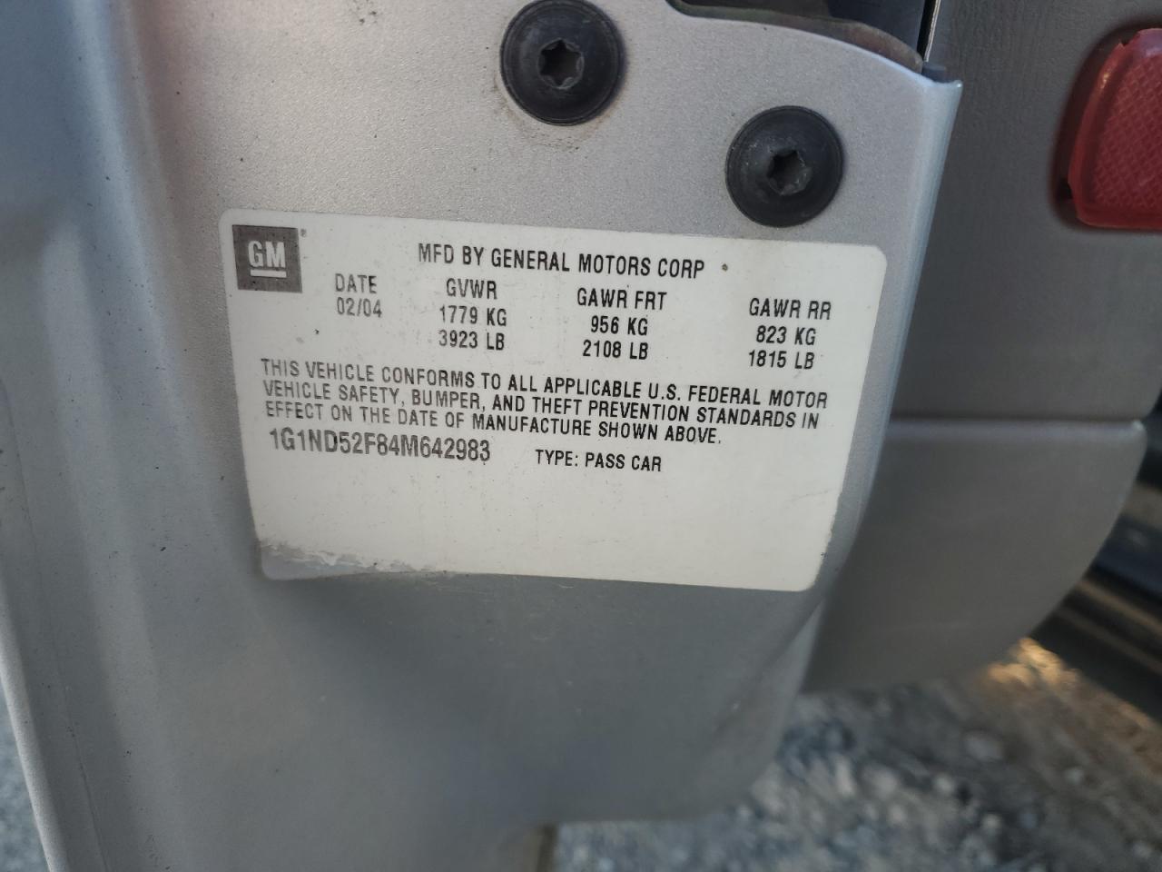 2004 Chevrolet Classic VIN: 1G1ND52F84M642983 Lot: 91488485