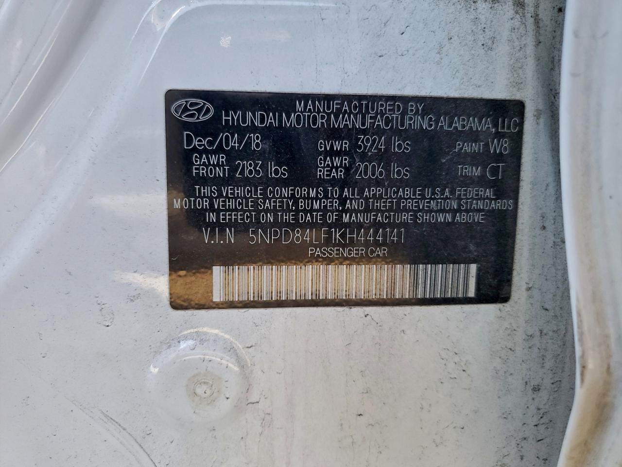 2019 Hyundai Elantra Sel VIN: 5NPD84LF1KH444141 Lot: 94292315