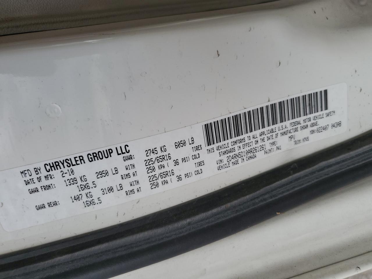 2010 Dodge Grand Caravan Sxt VIN: 2D4RN5D10AR261261 Lot: 93359345