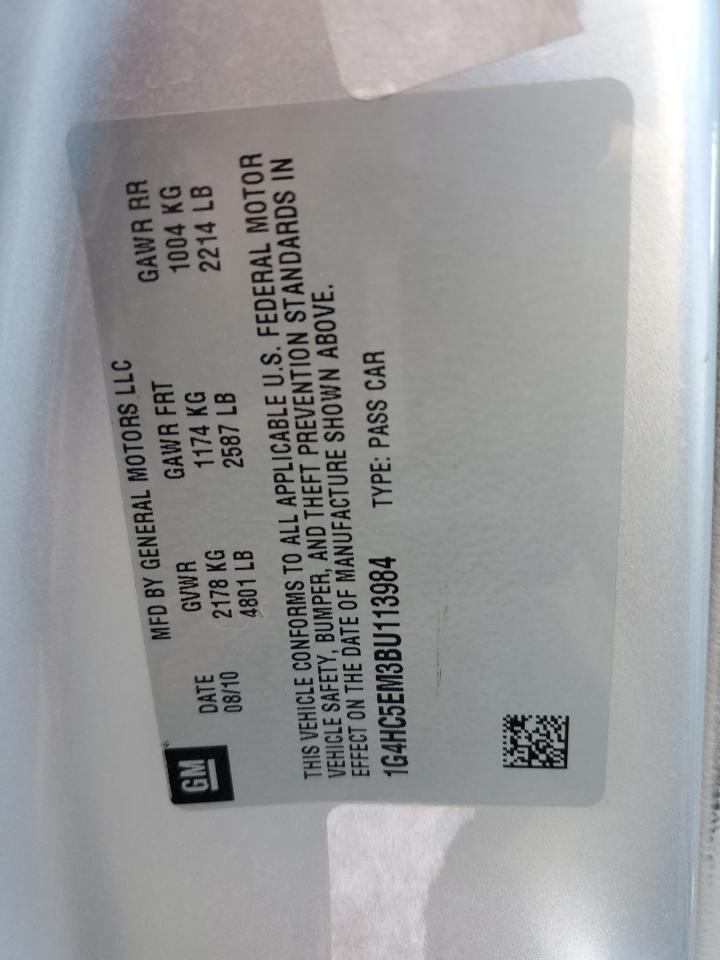 2011 Buick Lucerne Cxl VIN: 1G4HC5EM3BU113984 Lot: 91784115