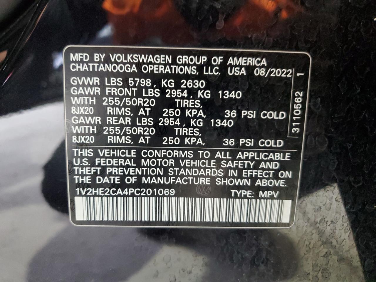 2023 Volkswagen Atlas Cross Sport Se VIN: 1V2HE2CA4PC201069 Lot: 92049315