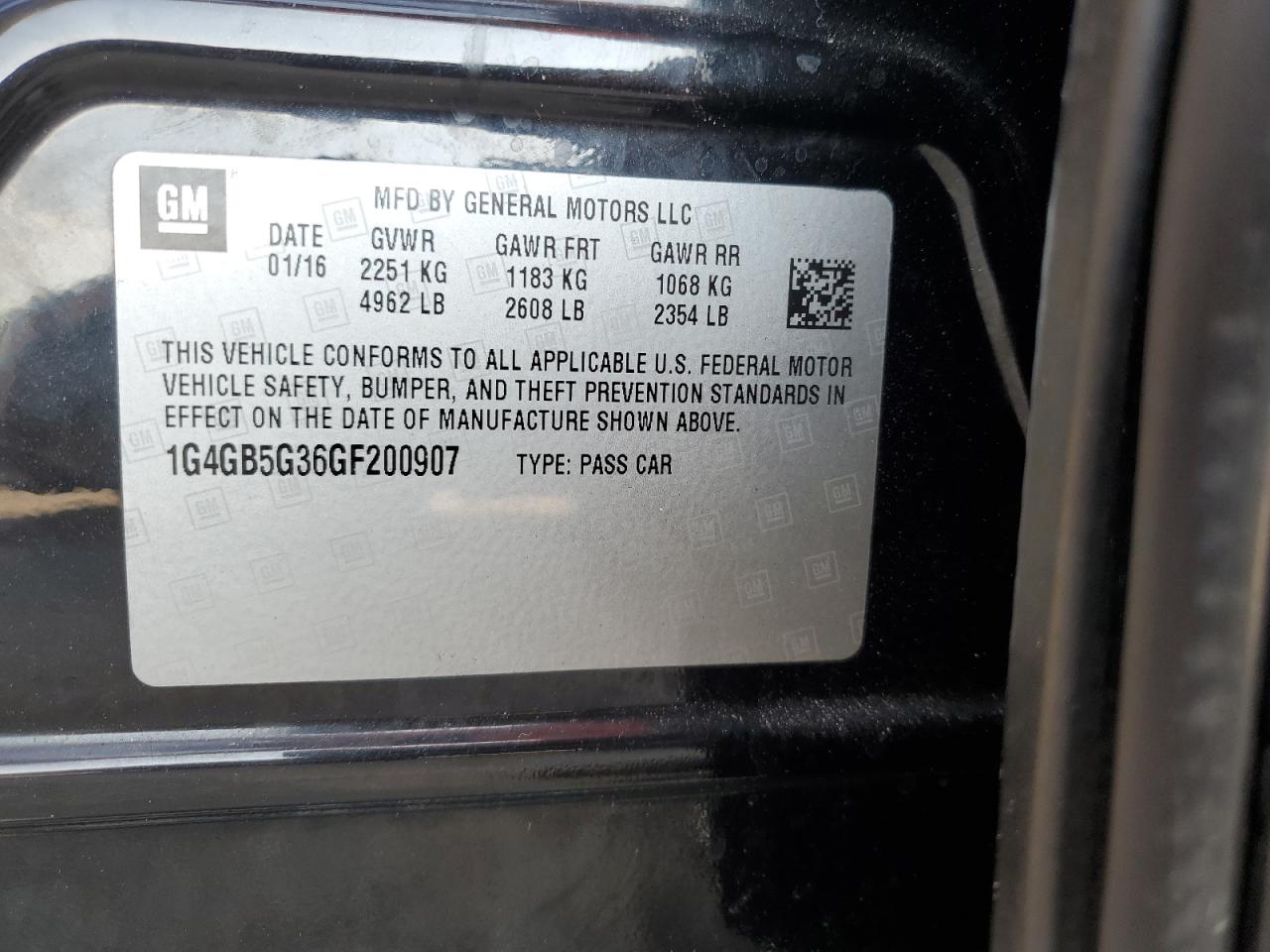 2016 Buick Lacrosse VIN: 1G4GB5G36GF200907 Lot: 93656205