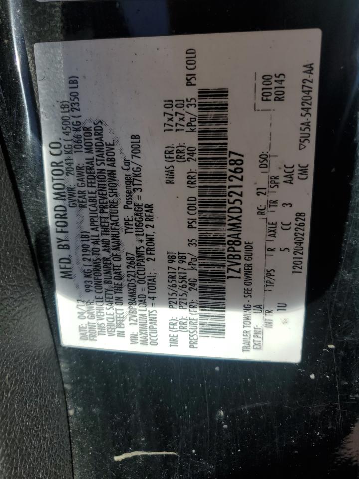 2013 Ford Mustang VIN: 1ZVBP8AMXD5212687 Lot: 90910325