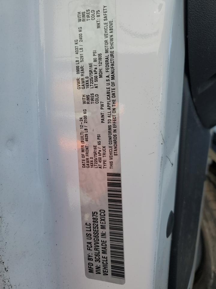 2025 Ram Promaster 2500 Delivery Van VIN: 3C6LRVVG6SE528875 Lot: 92269595