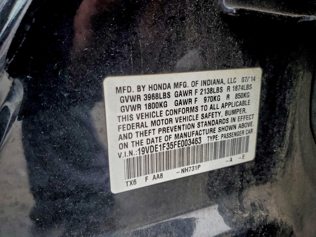 2015 Acura Ilx 20 VIN: 19VDE1F35FE003463 Lot: 94094805