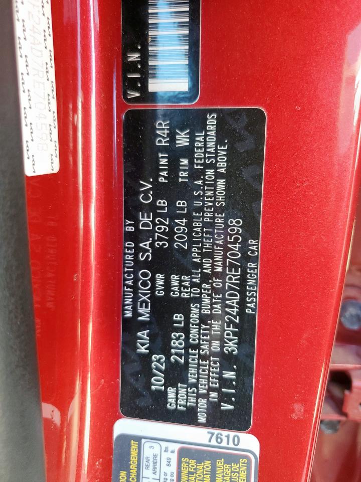 2024 Kia Forte Lx VIN: 3KPF24AD7RE704598 Lot: 90678085