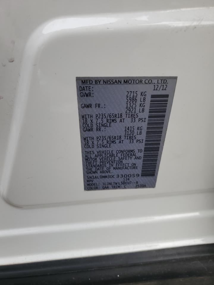 2013 Infiniti Jx35 VIN: 5N1AL0MM3DC330059 Lot: 92240865