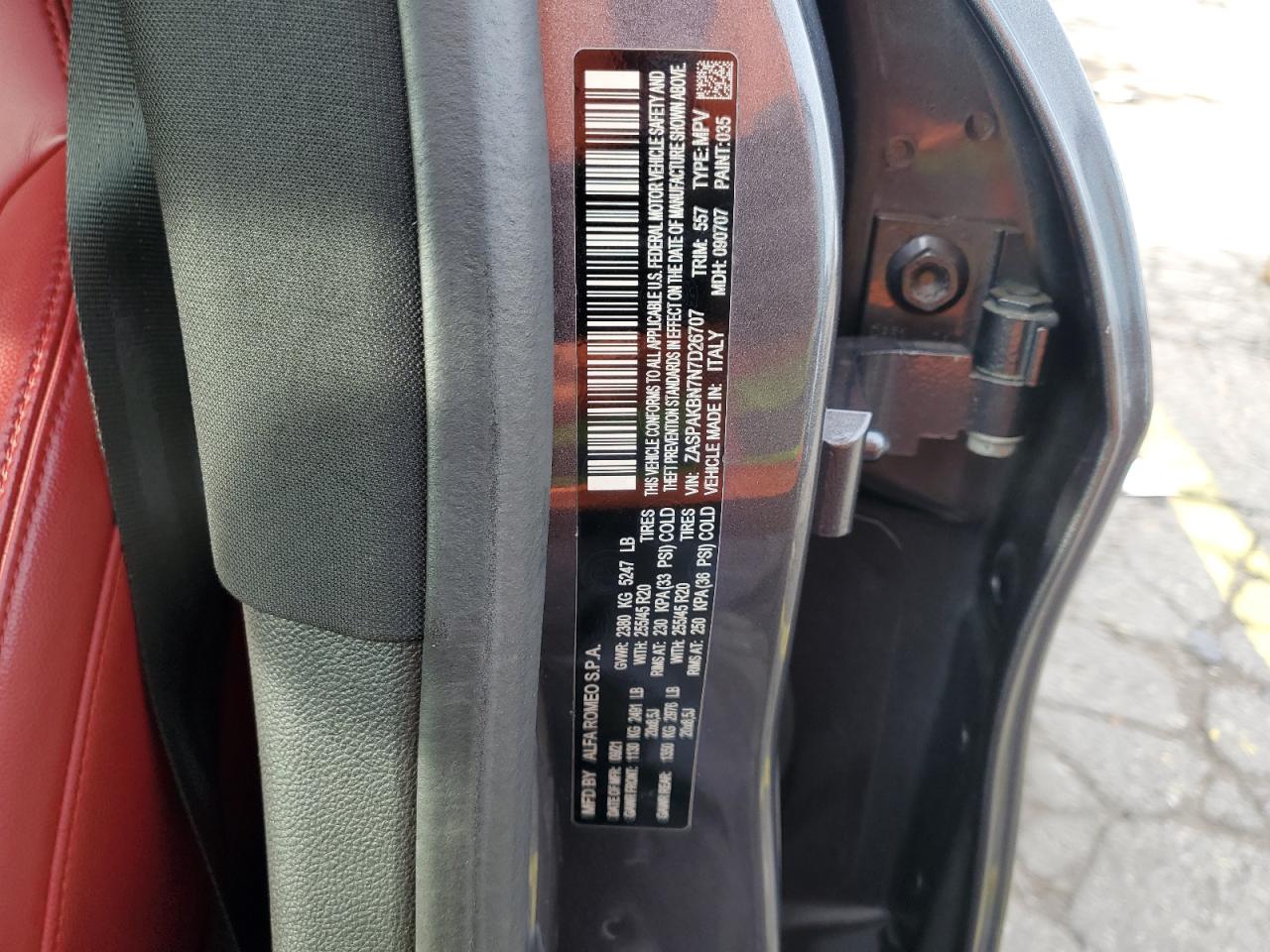 2022 Alfa Romeo Stelvio Ti VIN: ZASPAKBN7N7D26707 Lot: 93033775