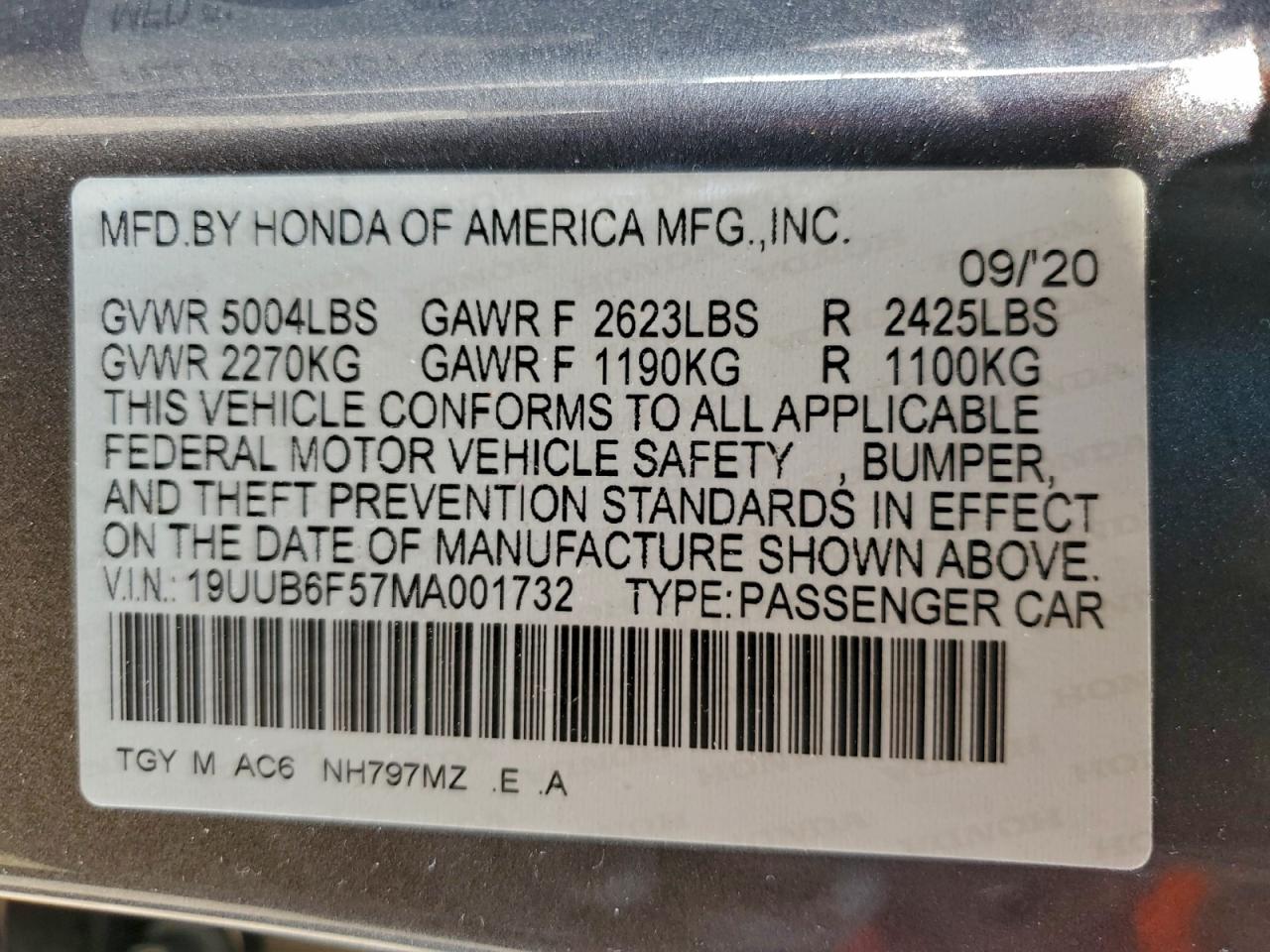 2021 Acura Tlx Tech A VIN: 19UUB6F57MA001732 Lot: 94193375