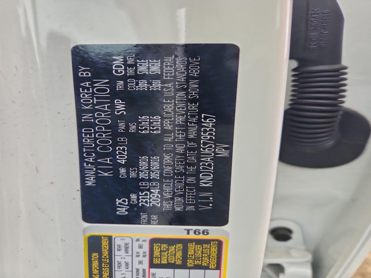 2025 Kia Soul Lx VIN: KNDJ23AU6S7953467 Lot: 94481185