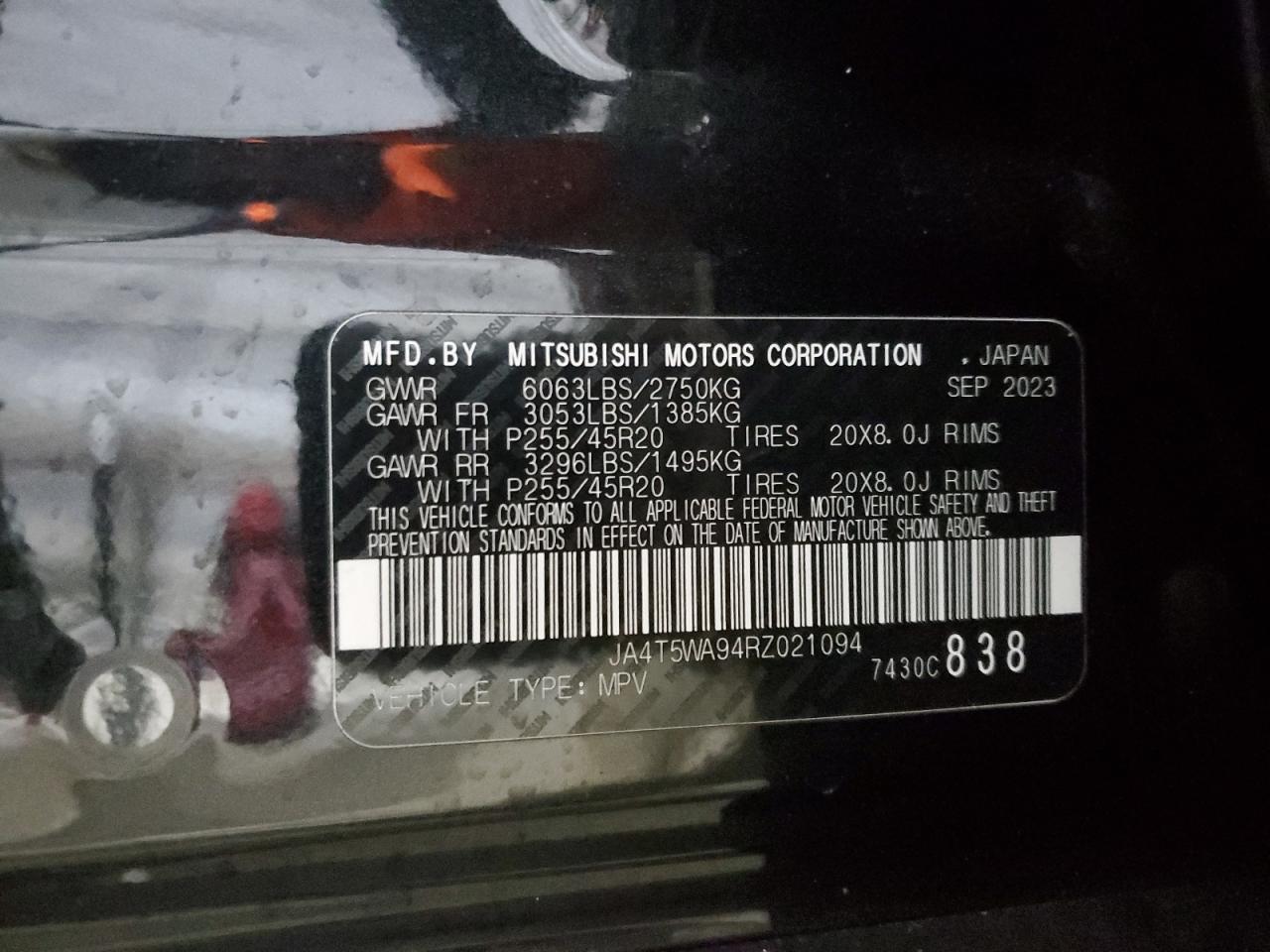 2024 Mitsubishi Outlander Sel VIN: JA4T5WA94RZ021094 Lot: 93509205