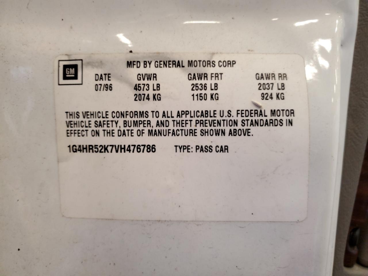 1997 Buick Lesabre Limited VIN: 1G4HR52K7VH476786 Lot: 91293475