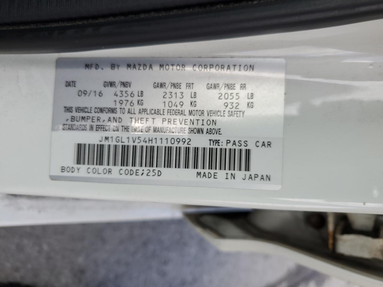 2017 Mazda 6 Touring VIN: JM1GL1V54H1110992 Lot: 93571585